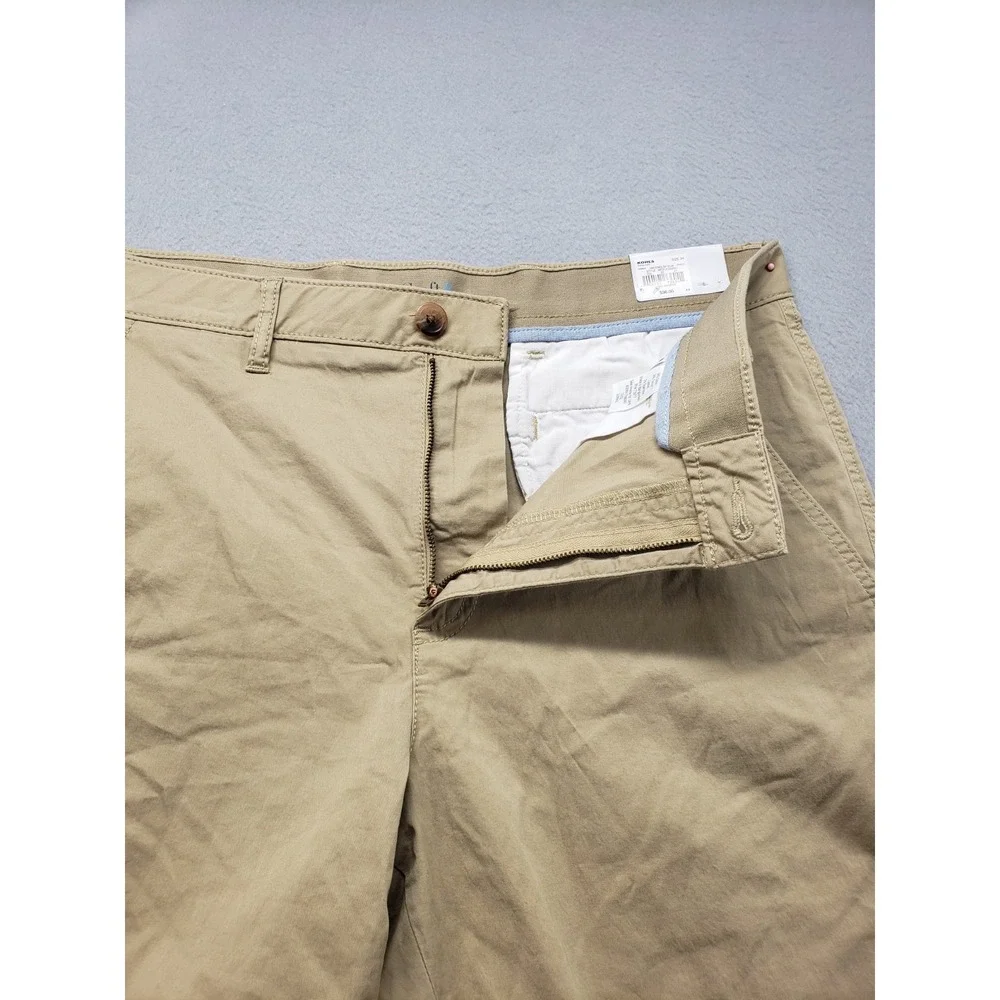 Croft & Barrow Men Short 34 Beige Chino Flat Front Stretch Slash Pockets Classic
